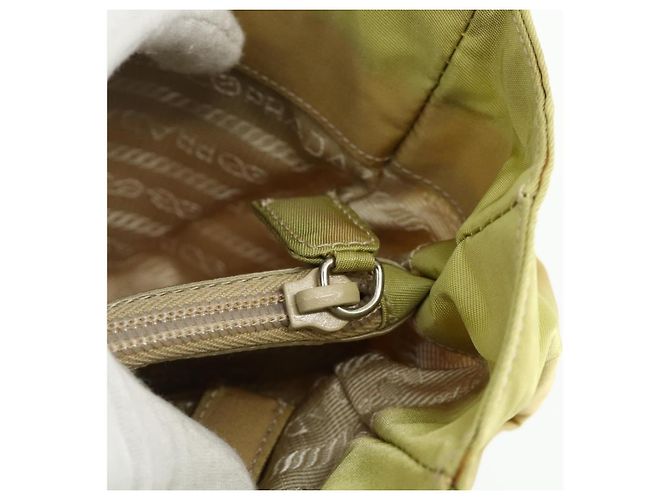 PRADA Borsa a mano in nylon beige argento autentica ti3872 - vista 22