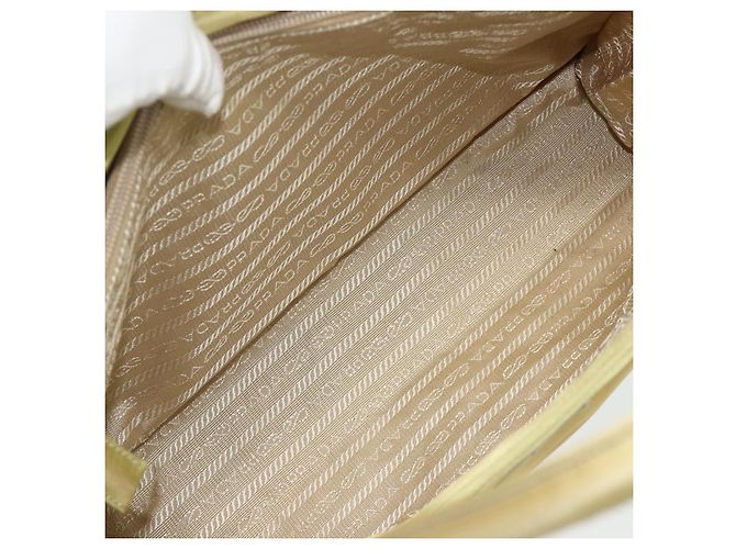 PRADA Borsa a mano in nylon beige argento autentica ti3872 - vista 24