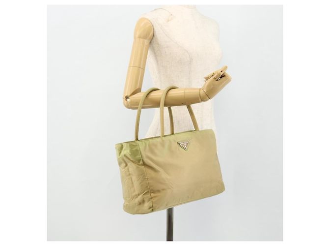 PRADA Borsa a mano in nylon beige argento autentica ti3872 - vista 25