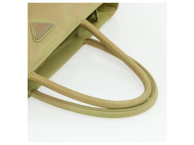 PRADA Borsa a mano in nylon beige argento autentica ti3872 - vista 7