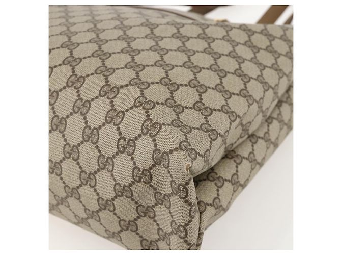 Gucci Borsa Tote GG Supreme in PVC beige e oro 39 02 061 Auth 175347 D'oro - vista 12