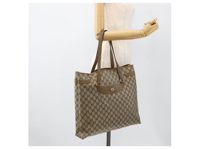 Gucci Borsa Tote GG Supreme in PVC beige e oro 39 02 061 Auth 175347 D'oro - vista 19