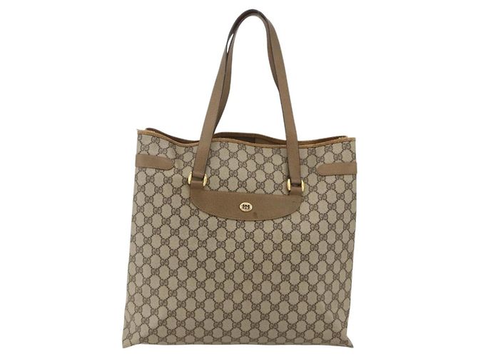 Gucci Borsa Tote GG Supreme in PVC beige e oro 39 02 061 Auth 175347 D'oro - vista 2