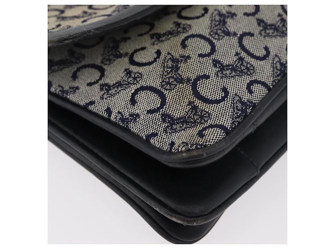 Céline Borsa a Spalla Celine C Sulky in Tela Blu Navy e Oro Auth 176524 D'oro - vista 10
