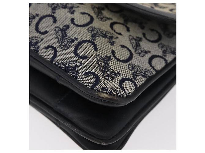 Céline Borsa a Spalla Celine C Sulky in Tela Blu Navy e Oro Auth 176524 D'oro - vista 11