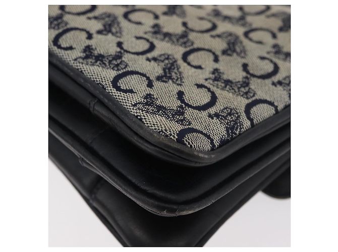 Céline Borsa a Spalla Celine C Sulky in Tela Blu Navy e Oro Auth 176524 D'oro - vista 13