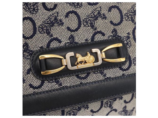 Céline Borsa a Spalla Celine C Sulky in Tela Blu Navy e Oro Auth 176524 D'oro - vista 14