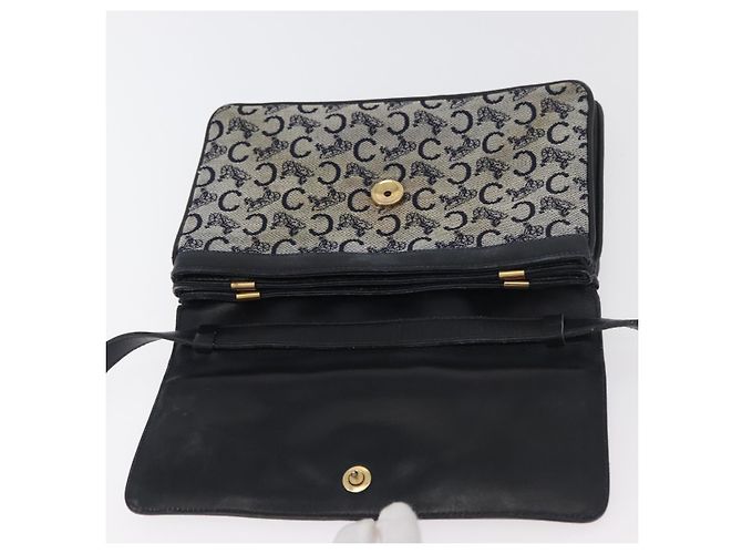Céline Borsa a Spalla Celine C Sulky in Tela Blu Navy e Oro Auth 176524 D'oro - vista 15