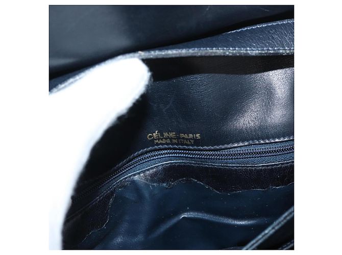 Céline Borsa a Spalla Celine C Sulky in Tela Blu Navy e Oro Auth 176524 D'oro - vista 16