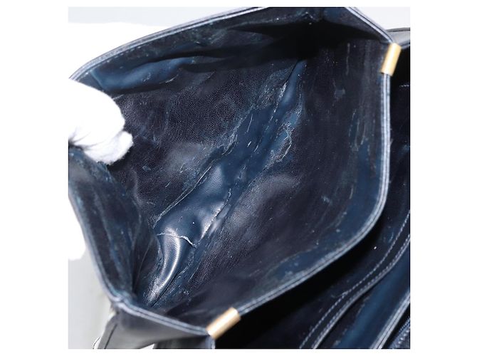 Céline Borsa a Spalla Celine C Sulky in Tela Blu Navy e Oro Auth 176524 D'oro - vista 20