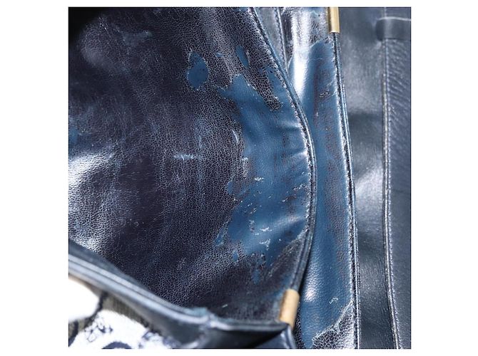 Céline Borsa a Spalla Celine C Sulky in Tela Blu Navy e Oro Auth 176524 D'oro - vista 21