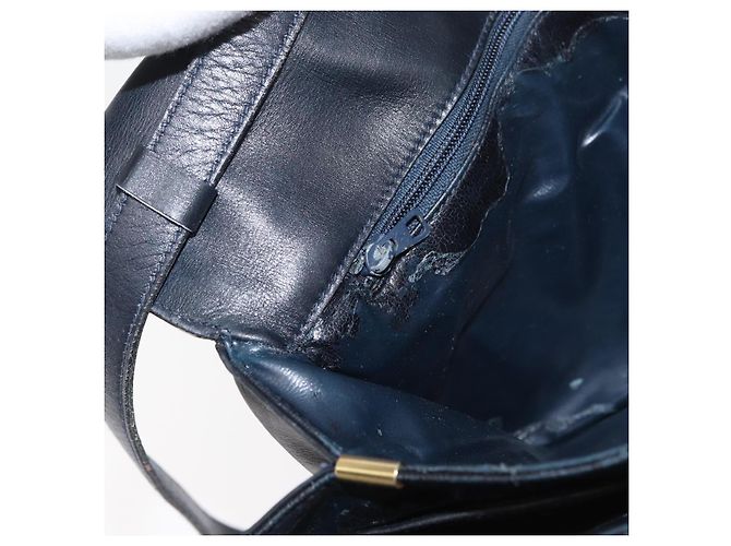 Céline Borsa a Spalla Celine C Sulky in Tela Blu Navy e Oro Auth 176524 D'oro - vista 23