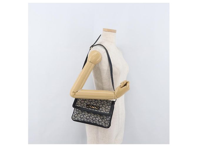 Céline Borsa a Spalla Celine C Sulky in Tela Blu Navy e Oro Auth 176524 D'oro - vista 25