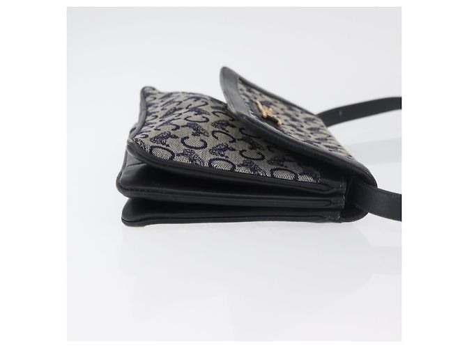 Céline Borsa a Spalla Celine C Sulky in Tela Blu Navy e Oro Auth 176524 D'oro - vista 4