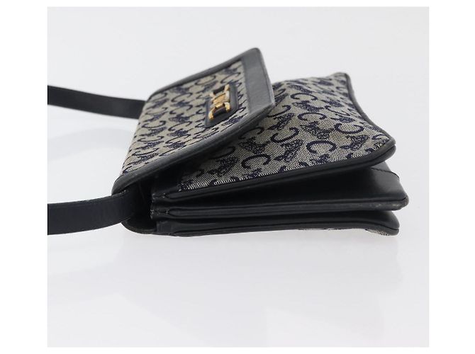 Céline Borsa a Spalla Celine C Sulky in Tela Blu Navy e Oro Auth 176524 D'oro - vista 5