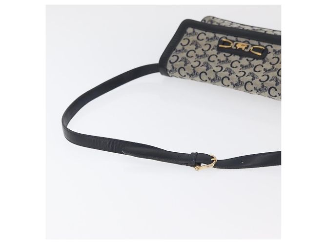 Céline Borsa a Spalla Celine C Sulky in Tela Blu Navy e Oro Auth 176524 D'oro - vista 7