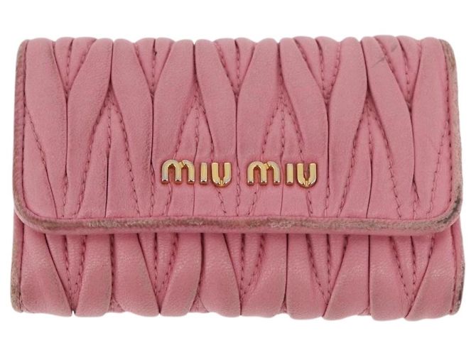 Portafoglio in pelle Miu Miu Matelassé 2 pezzi Nero Rosa Auth ti3907 - vista 2