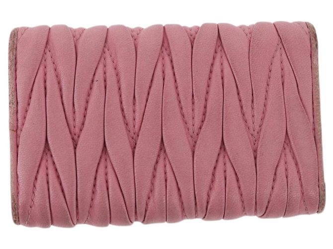 Portafoglio in pelle Miu Miu Matelassé 2 pezzi Nero Rosa Auth ti3907 - vista 3