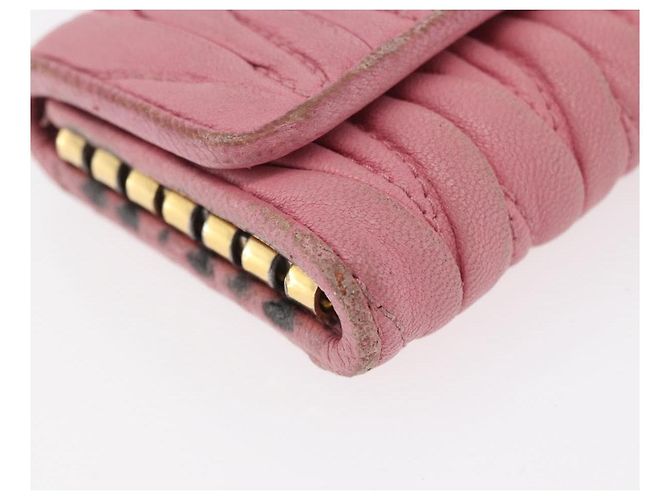 Portafoglio in pelle Miu Miu Matelassé 2 pezzi Nero Rosa Auth ti3907 - vista 7