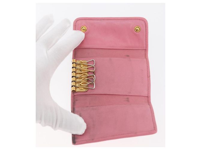 Portafoglio in pelle Miu Miu Matelassé 2 pezzi Nero Rosa Auth ti3907 - vista 8