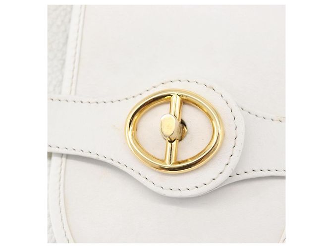 Borsa a Spalla Christian Dior in Pelle Bianca e Oro Auth 176489 Bianco D'oro - vista 14
