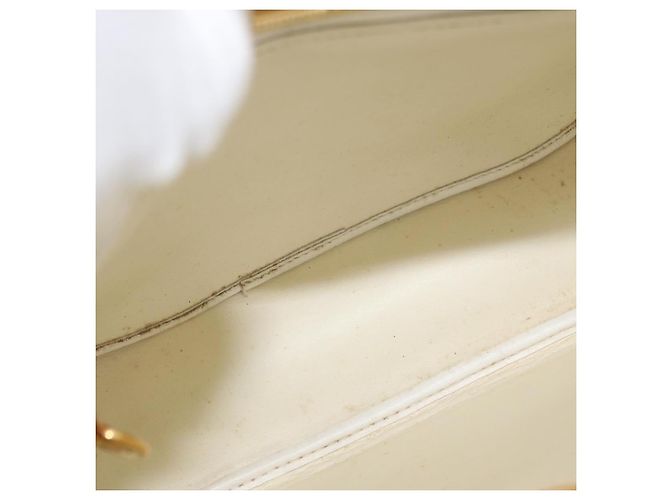 Borsa a Spalla Christian Dior in Pelle Bianca e Oro Auth 176489 Bianco D'oro - vista 16