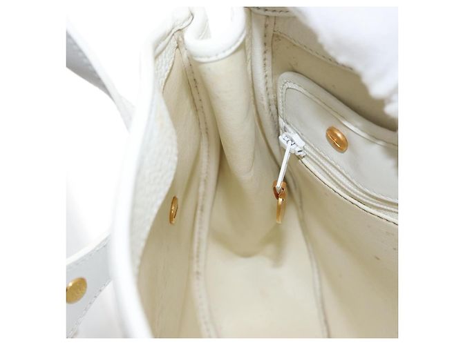 Borsa a Spalla Christian Dior in Pelle Bianca e Oro Auth 176489 Bianco D'oro - vista 18