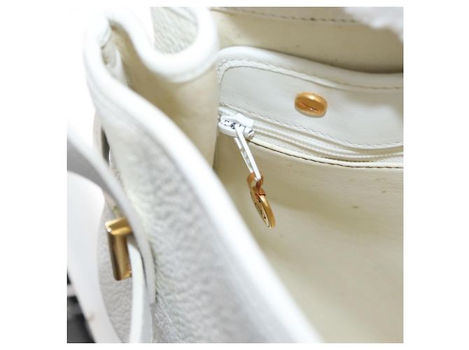 Borsa a Spalla Christian Dior in Pelle Bianca e Oro Auth 176489 Bianco D'oro - vista 19