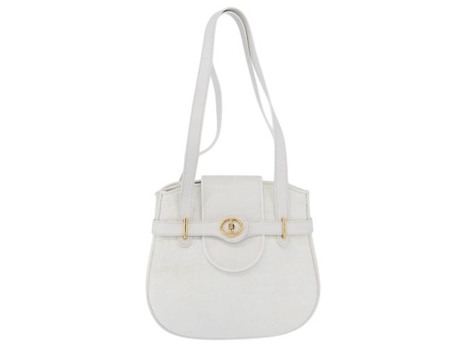 Borsa a Spalla Christian Dior in Pelle Bianca e Oro Auth 176489 Bianco D'oro - vista 2