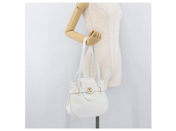 Borsa a Spalla Christian Dior in Pelle Bianca e Oro Auth 176489 Bianco D'oro - vista 21