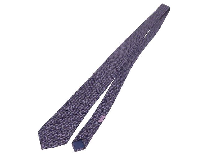 Hermès HERMES Gravata de Seda Marinha Auth 174890A Azul marinho - vista 2