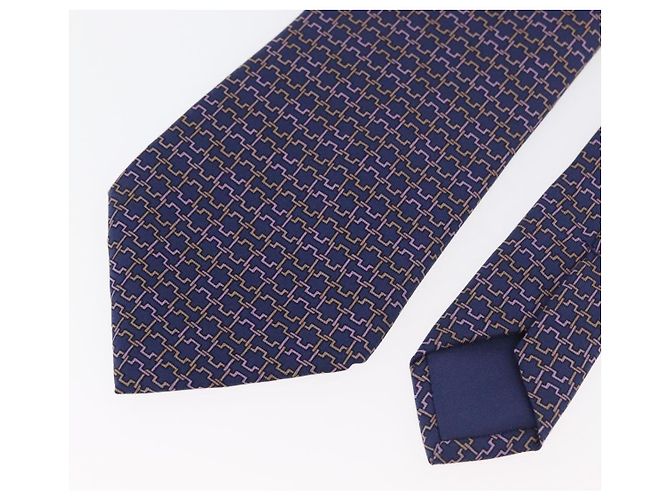 Hermès HERMES Gravata de Seda Marinha Auth 174890A Azul marinho - vista 3
