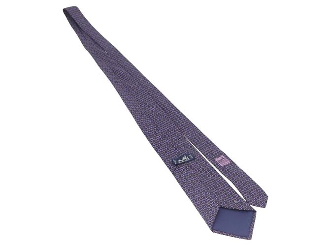 Hermès HERMES Gravata de Seda Marinha Auth 174890A Azul marinho - vista 8