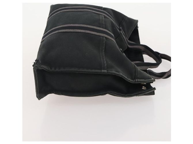 Hermès HERMES Borsa Fourre Tout MM in Tela 2 Set Grigio Nero Auth 175013 Marrone - vista 12