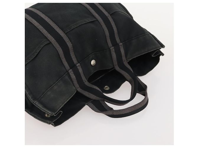 Hermès HERMES Borsa Fourre Tout MM in Tela 2 Set Grigio Nero Auth 175013 Marrone - vista 13