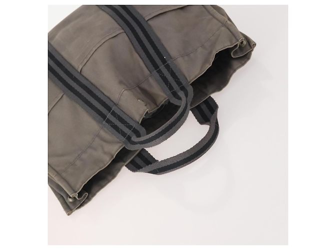 Hermès HERMES Borsa Fourre Tout MM in Tela 2 Set Grigio Nero Auth 175013 Marrone - vista 5