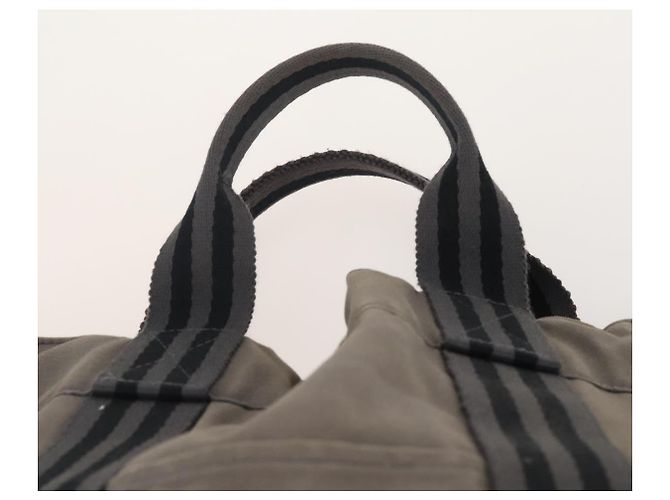 Hermès HERMES Borsa Fourre Tout MM in Tela 2 Set Grigio Nero Auth 175013 Marrone - vista 6