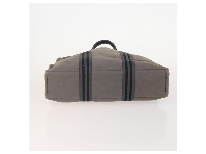 Hermès HERMES Borsa Fourre Tout MM in Tela 2 Set Grigio Nero Auth 175013 Marrone - vista 7