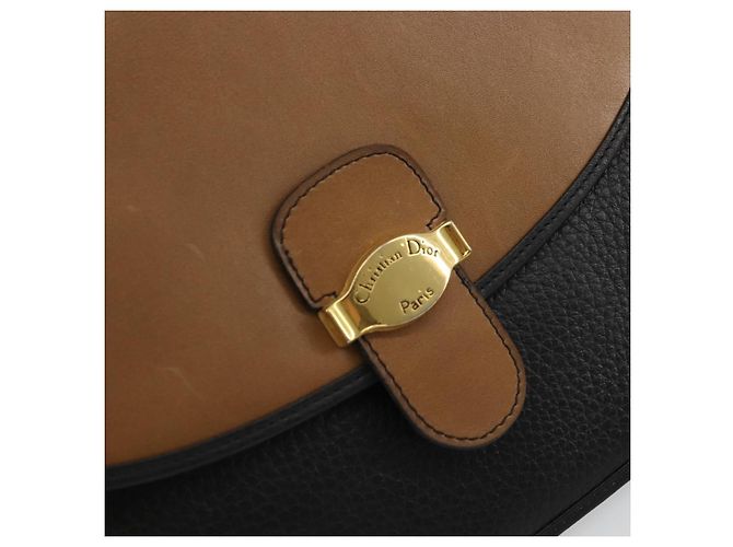 Borsa a spalla con catena Christian Dior in pelle nera e oro Auth 175172 Nero D'oro - vista 14