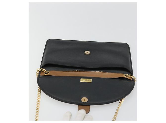 Borsa a spalla con catena Christian Dior in pelle nera e oro Auth 175172 Nero D'oro - vista 15
