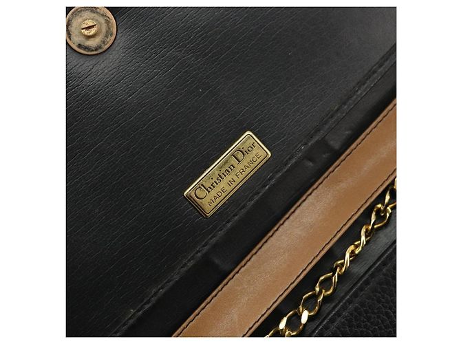 Borsa a spalla con catena Christian Dior in pelle nera e oro Auth 175172 Nero D'oro - vista 16