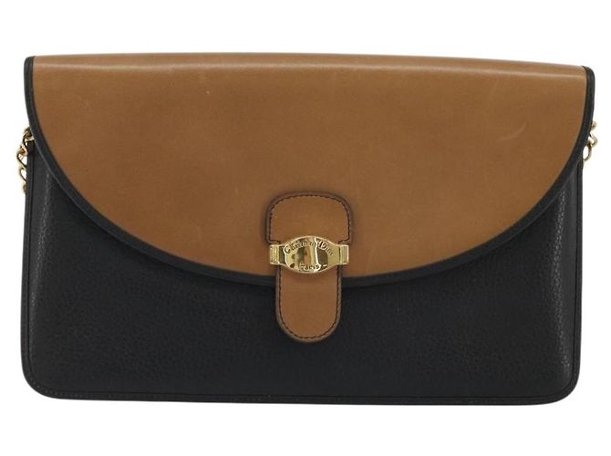 Borsa a spalla con catena Christian Dior in pelle nera e oro Auth 175172 Nero D'oro - vista 2