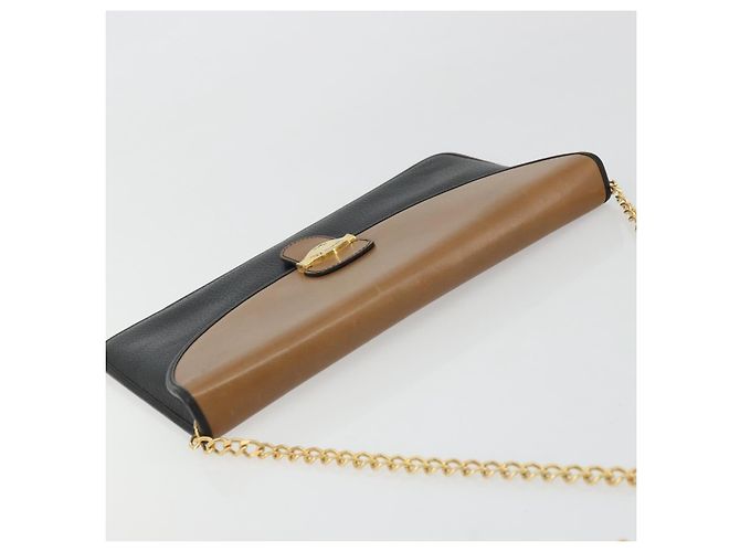 Borsa a spalla con catena Christian Dior in pelle nera e oro Auth 175172 Nero D'oro - vista 6