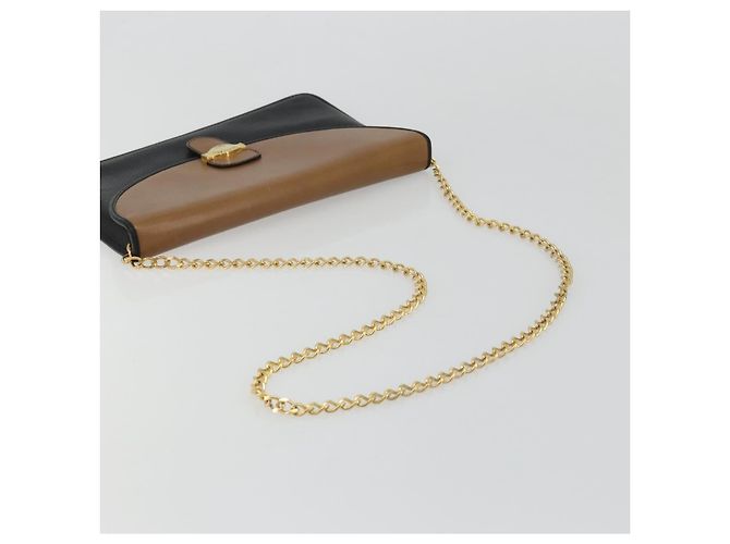 Borsa a spalla con catena Christian Dior in pelle nera e oro Auth 175172 Nero D'oro - vista 7
