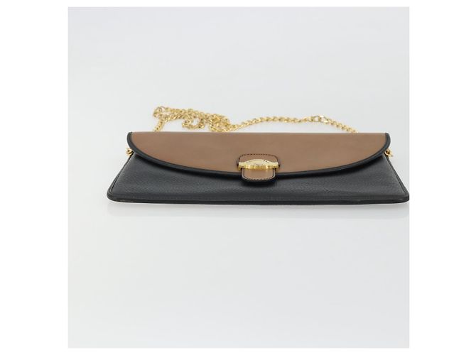 Borsa a spalla con catena Christian Dior in pelle nera e oro Auth 175172 Nero D'oro - vista 9