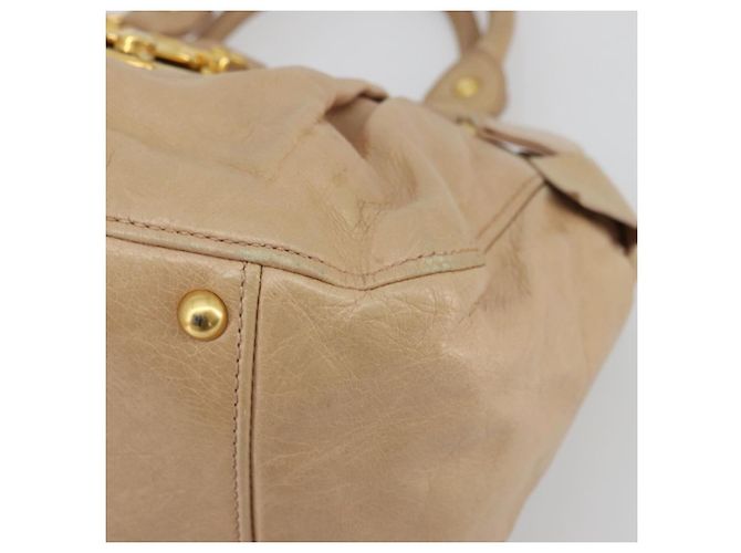 Borsa a mano Miu Miu in pelle beige oro Auth 175444A D'oro - vista 14