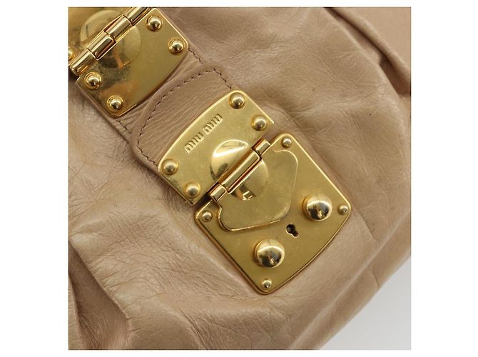 Borsa a mano Miu Miu in pelle beige oro Auth 175444A D'oro - vista 18