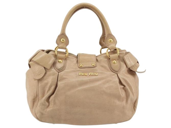 Borsa a mano Miu Miu in pelle beige oro Auth 175444A D'oro - vista 2