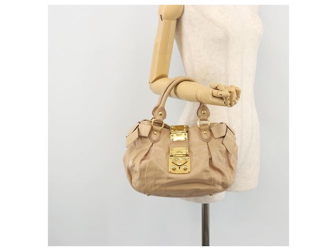 Borsa a mano Miu Miu in pelle beige oro Auth 175444A D'oro - vista 25