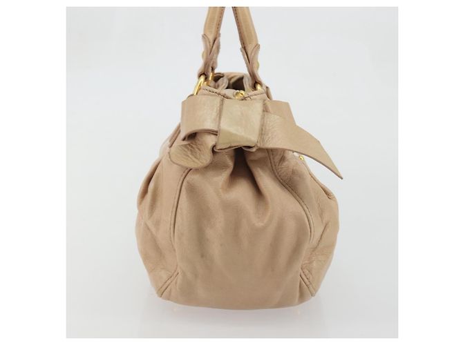 Borsa a mano Miu Miu in pelle beige oro Auth 175444A D'oro - vista 3